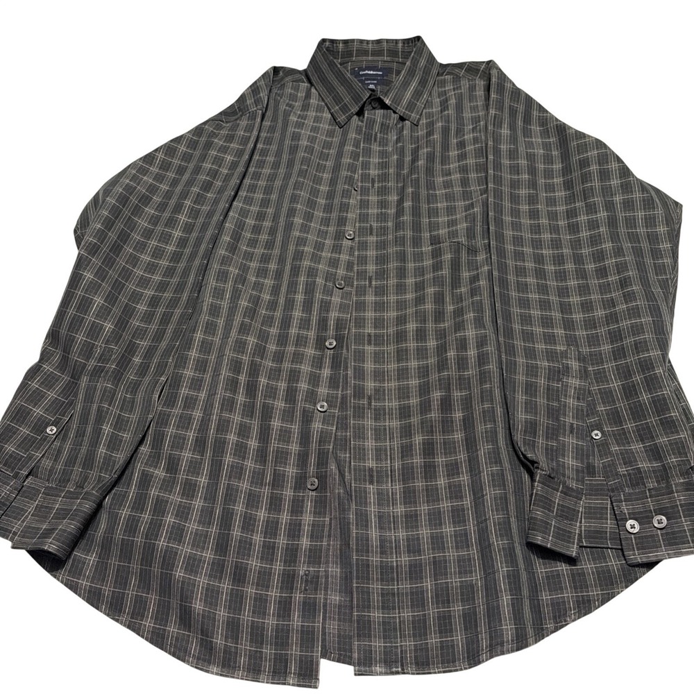 Croft & Barrow Easy Care Mens XL Gray Plaid Button Down Shirt Long Sleeve L